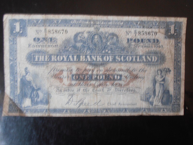 Royal Bank of Scotland £1  -  1940