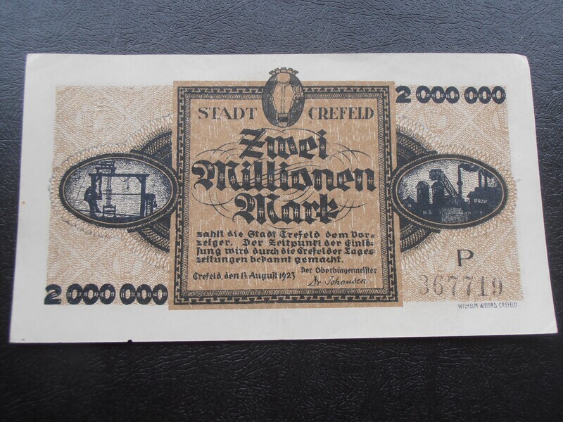 Germany Crefeld 2 Million marks  -  1923
