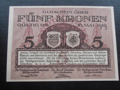 Germany Tetschen 5 Kronen - 1919