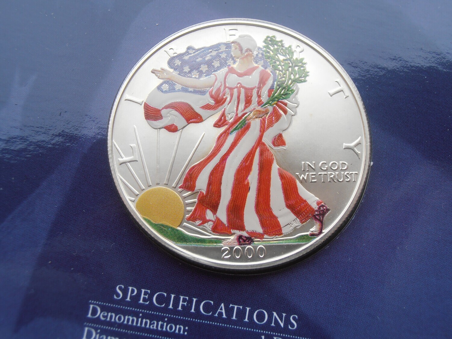 United States Silver Dollar - 2000 (Eagle) Colourised