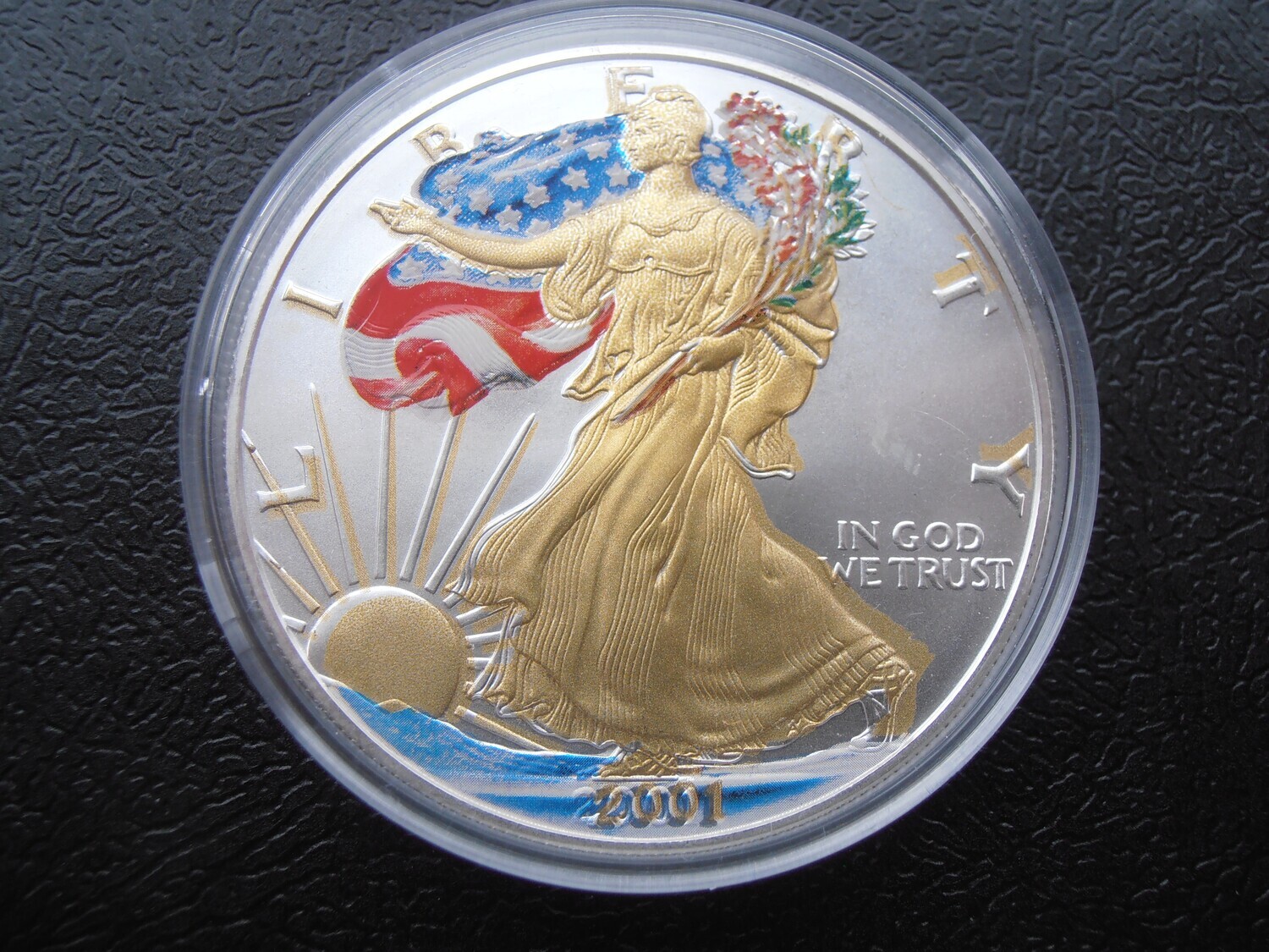 United States Silver Dollar - 2001 (Eagle) Colourised