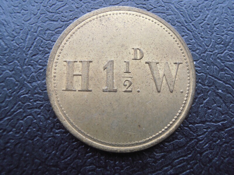 H & W Threehalfpence Token