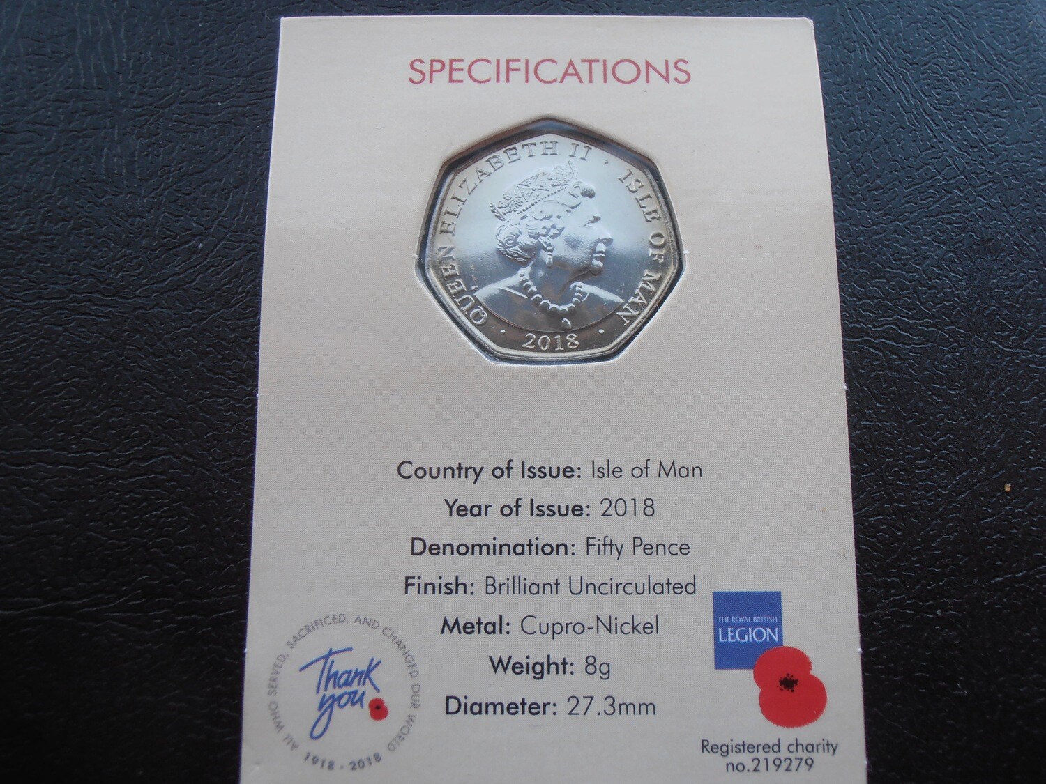Isle of Man Fifty Pence - 2018 (First World War)