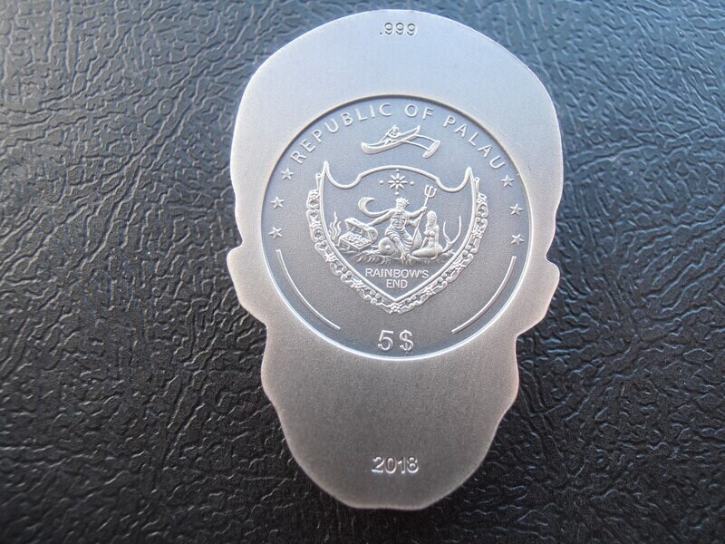 Palau 5 Dollar Silver La Catrina Skull - 2018