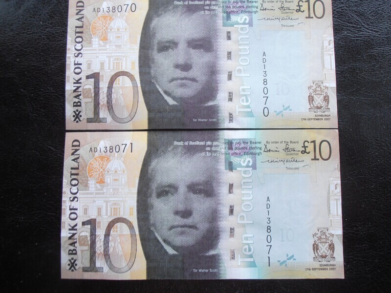 Bank of Scotland £10  -  2007 X 2