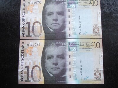 Bank of Scotland £10 - 2007 X 2