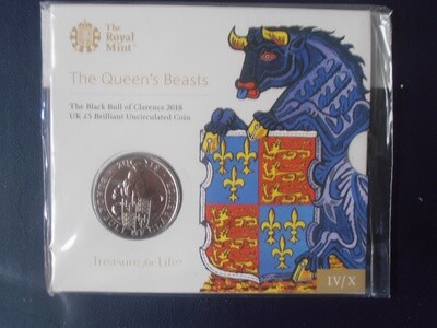 2018 - Queens Beast Five Pounds (Black Bull of Clarence)