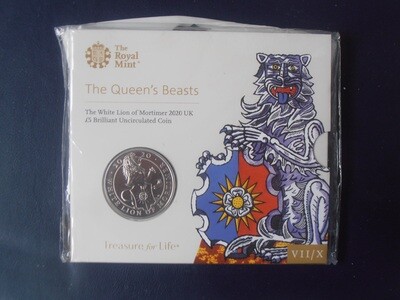 2020 - Queens Beasts Five Pounds (White Lion of Mortimer)