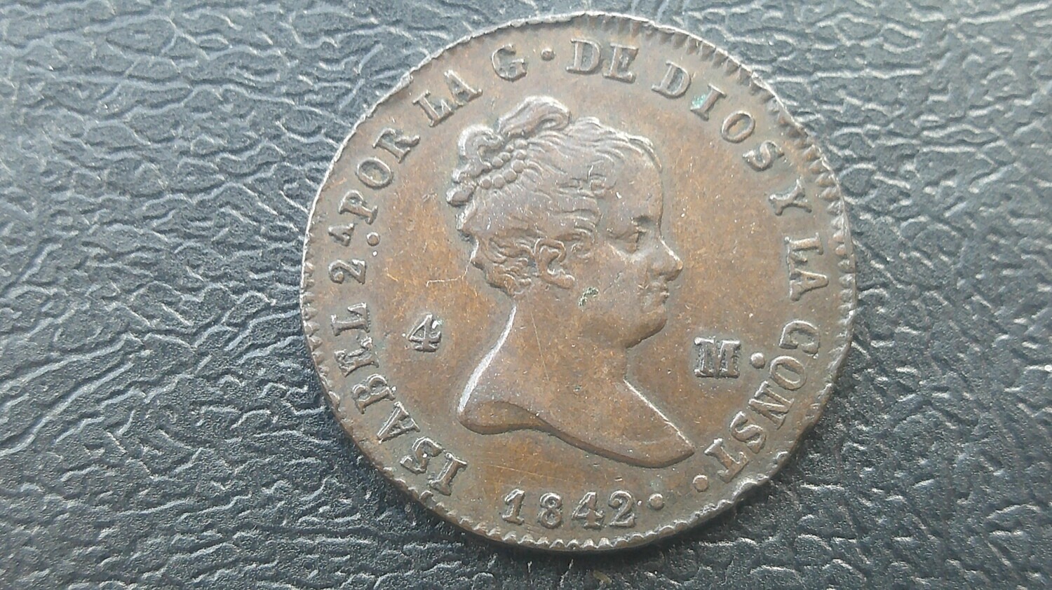 Spain 4 Maravedis  -  1842  (Very Scarce)