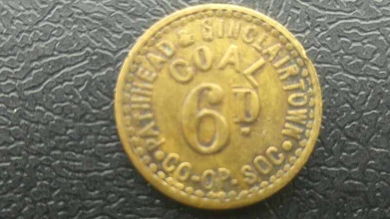 Pathhead & Sinclair Town 6d Coal Token