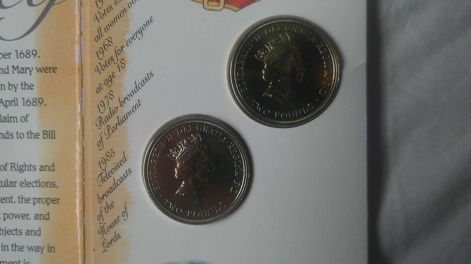 1989 - 2 Coin Two pounds (Claim and Bill of Rights)