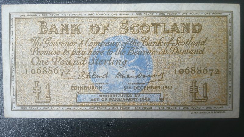 Bank of Scotland £1  -  1962