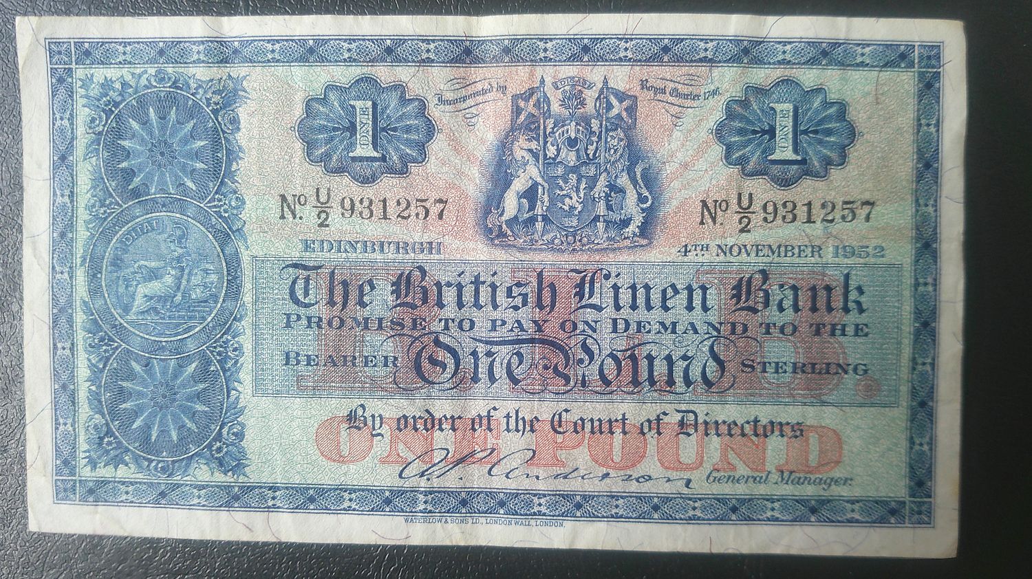 British Linen Bank £1 - 1952