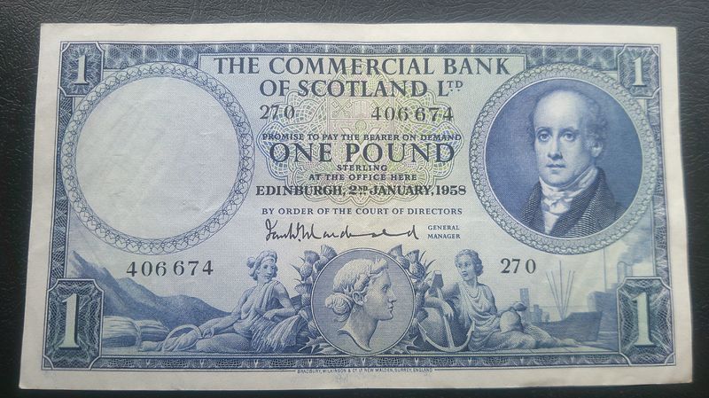 Commercial Bank of Scotland £1  -  1958
