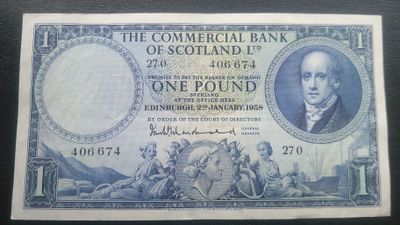 Commercial Bank of Scotland £1 - 1958