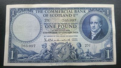 Commercial Bank of Scotland £1 - 1954