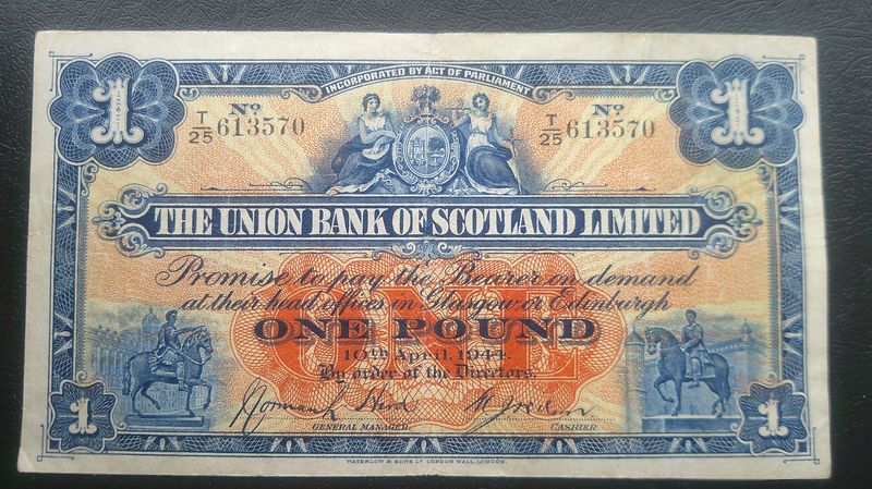 Union Bank of Scotland £1  -  1944