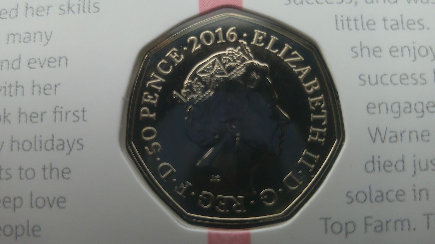 2016 - Fifty Pence  (Mrs Tiggy-Winkle) Royal Mint