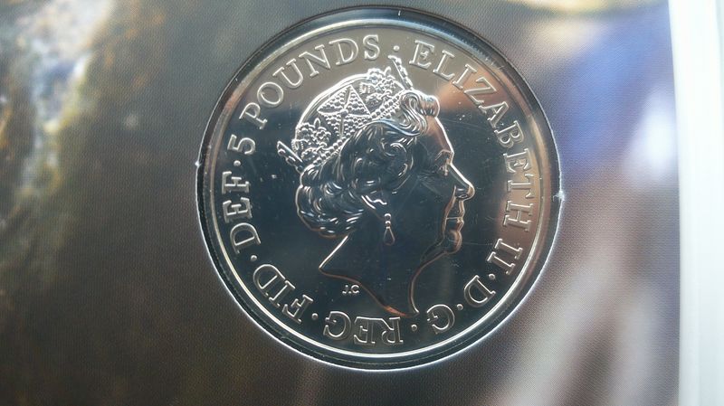 2018 - Queens Beast Five Pounds (Black Bull of Clarence)