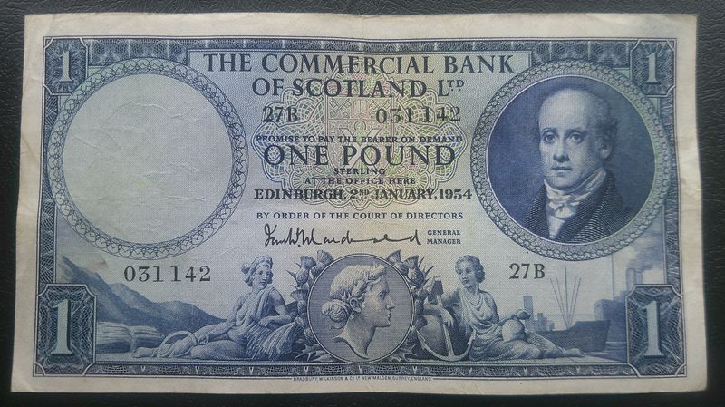 Commercial Bank of Scotland £1 - 1954