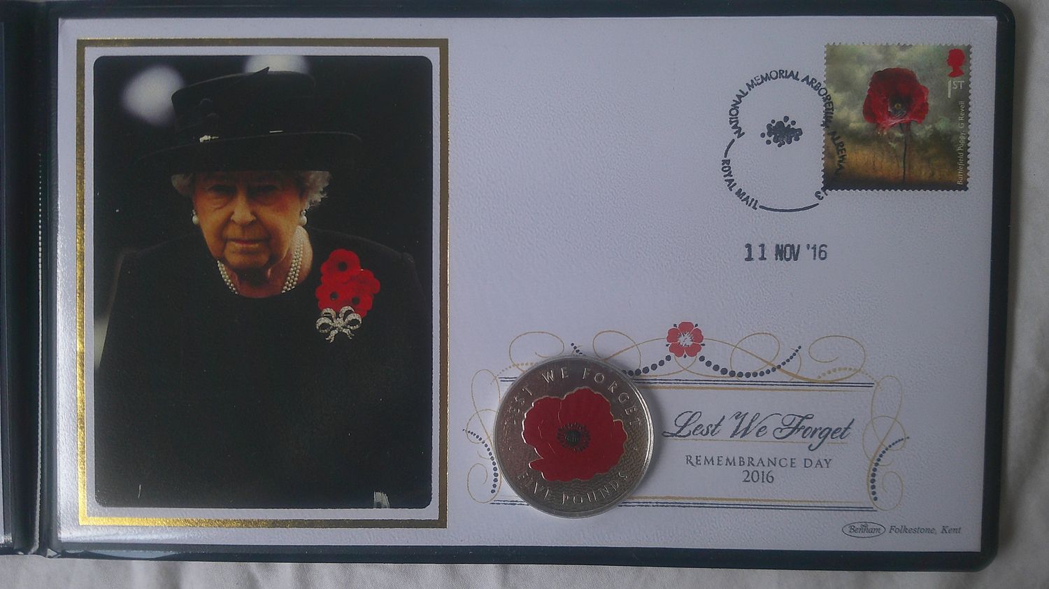 Tristan da Cunha Silver £5 - 2016 First Day Cover (Remembrance)