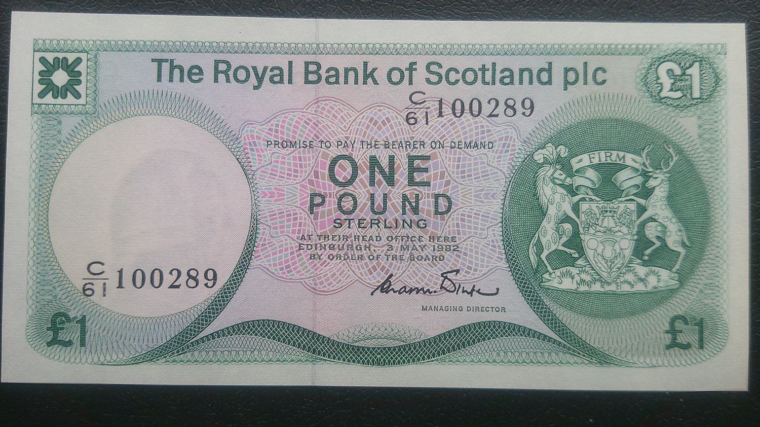 Royal Bank of Scotland £1 - 1982 (In Typhoo Tea Packet)