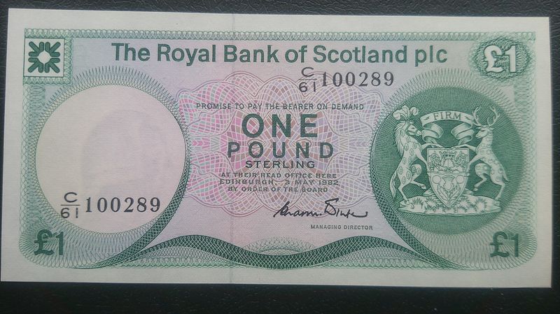 Royal Bank of Scotland £1 - 1982 (In Typhoo Tea Packet)