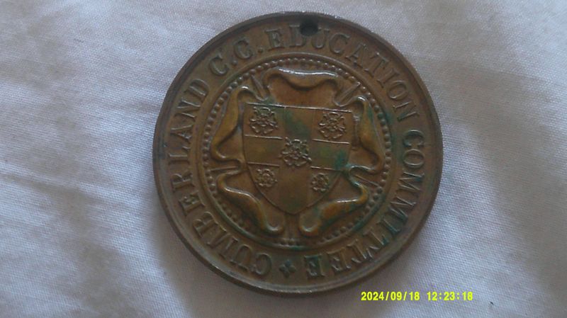 Cumberland Education Committee Attendance Medal - 1905