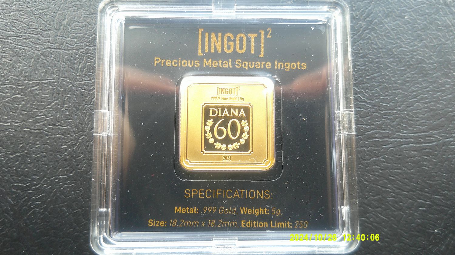 60th Anniversary of the Birth of Princess Diana Gold Ingot