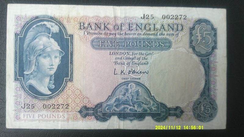 Bank of England £5  -  1961