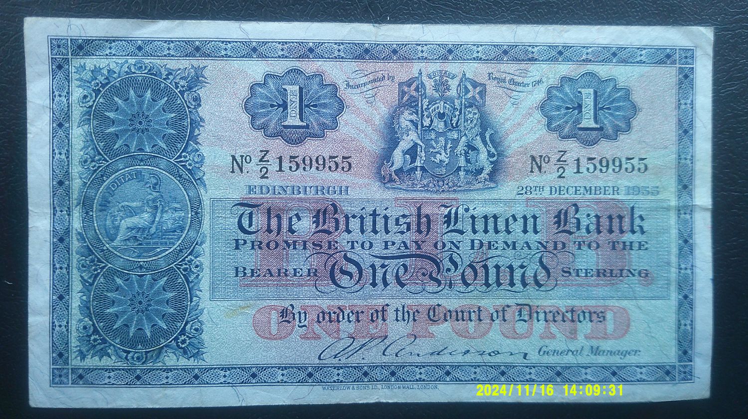 British Linen Bank £1  -  1955