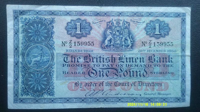 British Linen Bank £1  -  1955