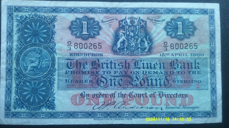 British Linen Bank £1  -  1960
