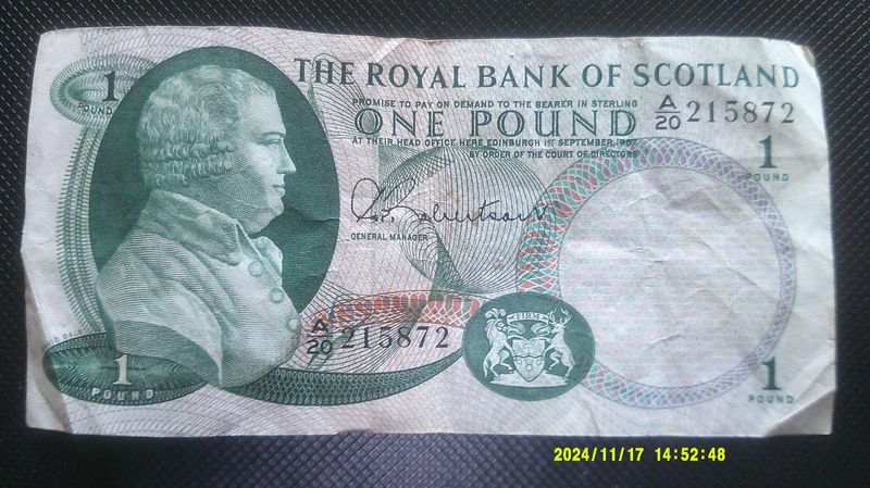 Royal Bank of Scotland £1  -  1967 David Dale