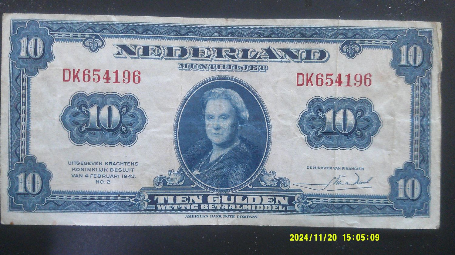 Netherlands 10 Guilders - 1943