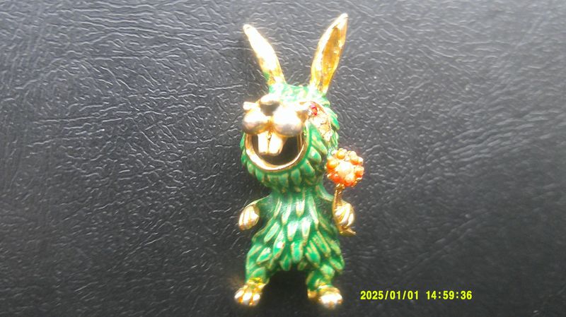 Rabbit Enamelled Brooch