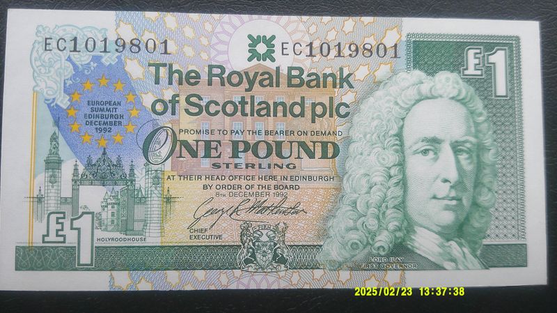 Royal Bank of Scotland £1 - 1992  (European Summit)