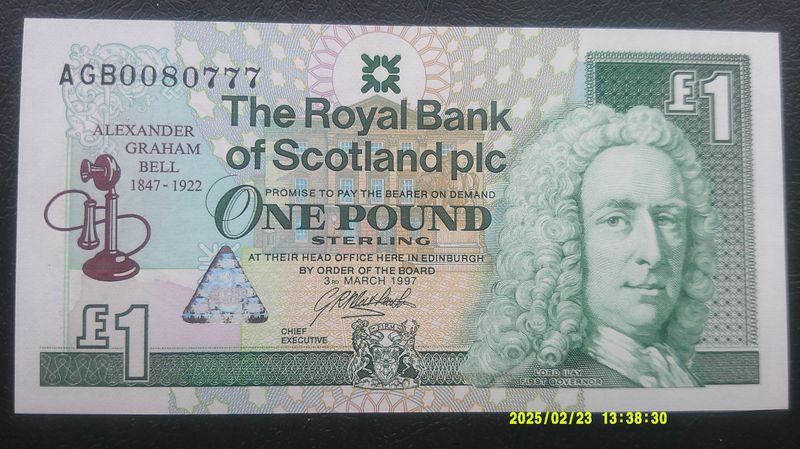 Royal Bank of Scotland £1 - 1997  (Alexander Graham Bell)