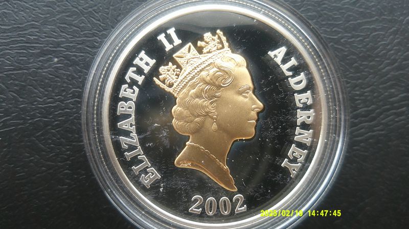 Alderney £5 Silver Proof - 2002  (Golden Jubilee) PDHR