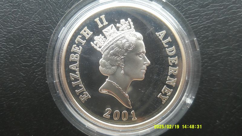 Alderney £5 Silver Proof - 2001 (Queen Elizabeth 75th Birthday) PDHR