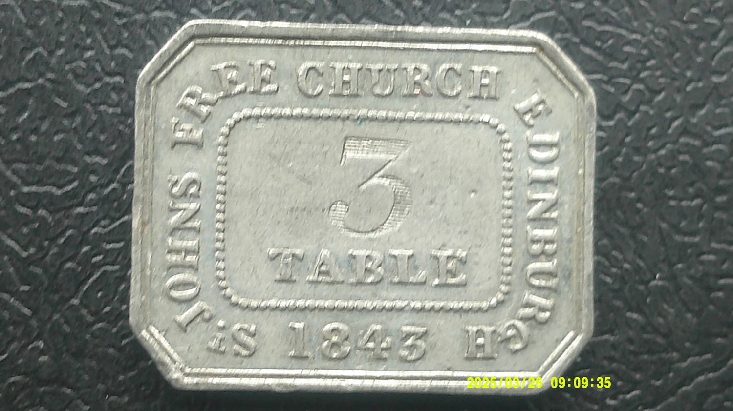 Communion Token Edinburgh St John's T3 - 1843