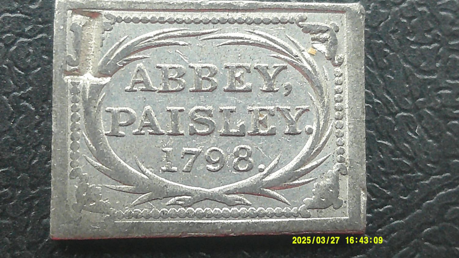 Communion Token Paisley Abbey  - 1798