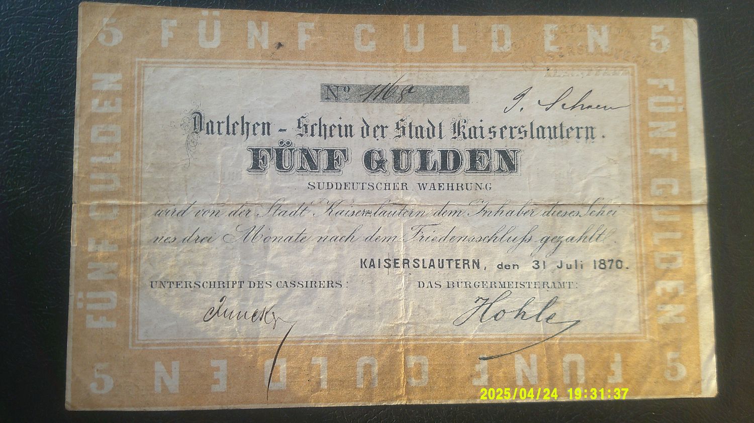 Germany  Kaiserslautern 5 Gulden - 1870