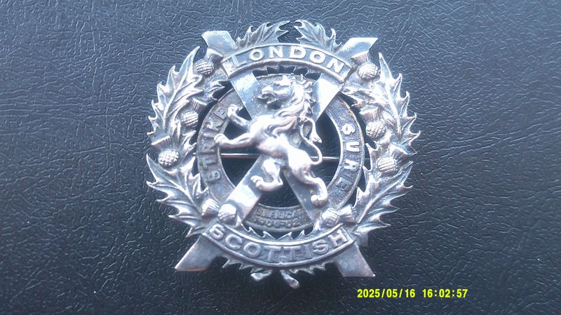 London Scottish Officers Hallmarked Badge