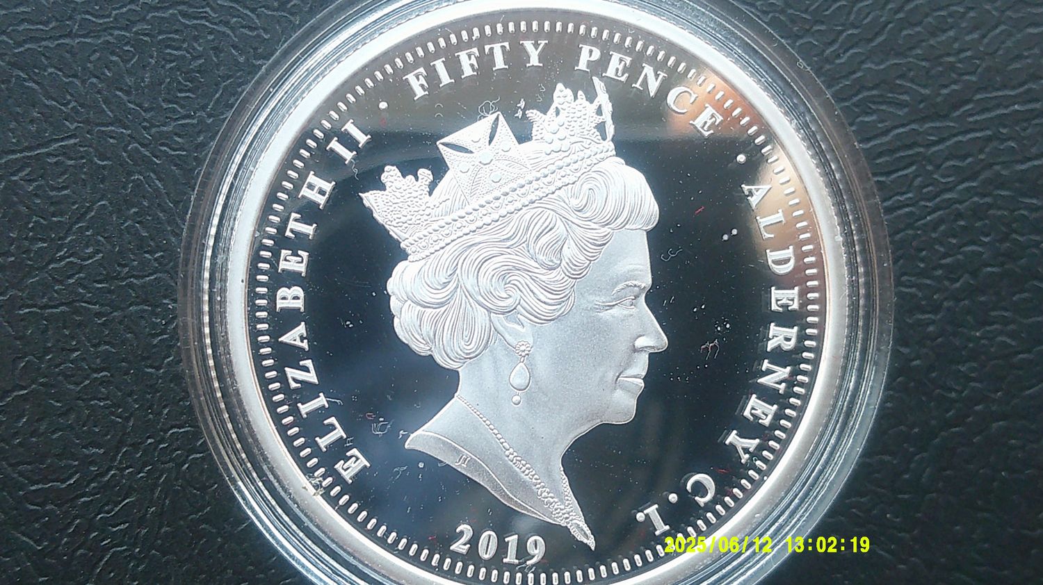 Alderney Fifty Pence Silver Proof - 2019  (SWord Beach) PDHR