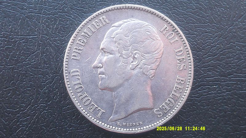 Belgium 5 Francs - 1849