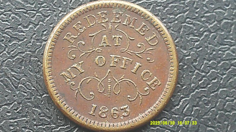 United States Civil War Cent Token - 1863