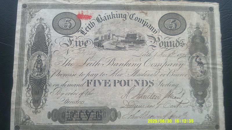 Leith Banking Company £5 - 1825