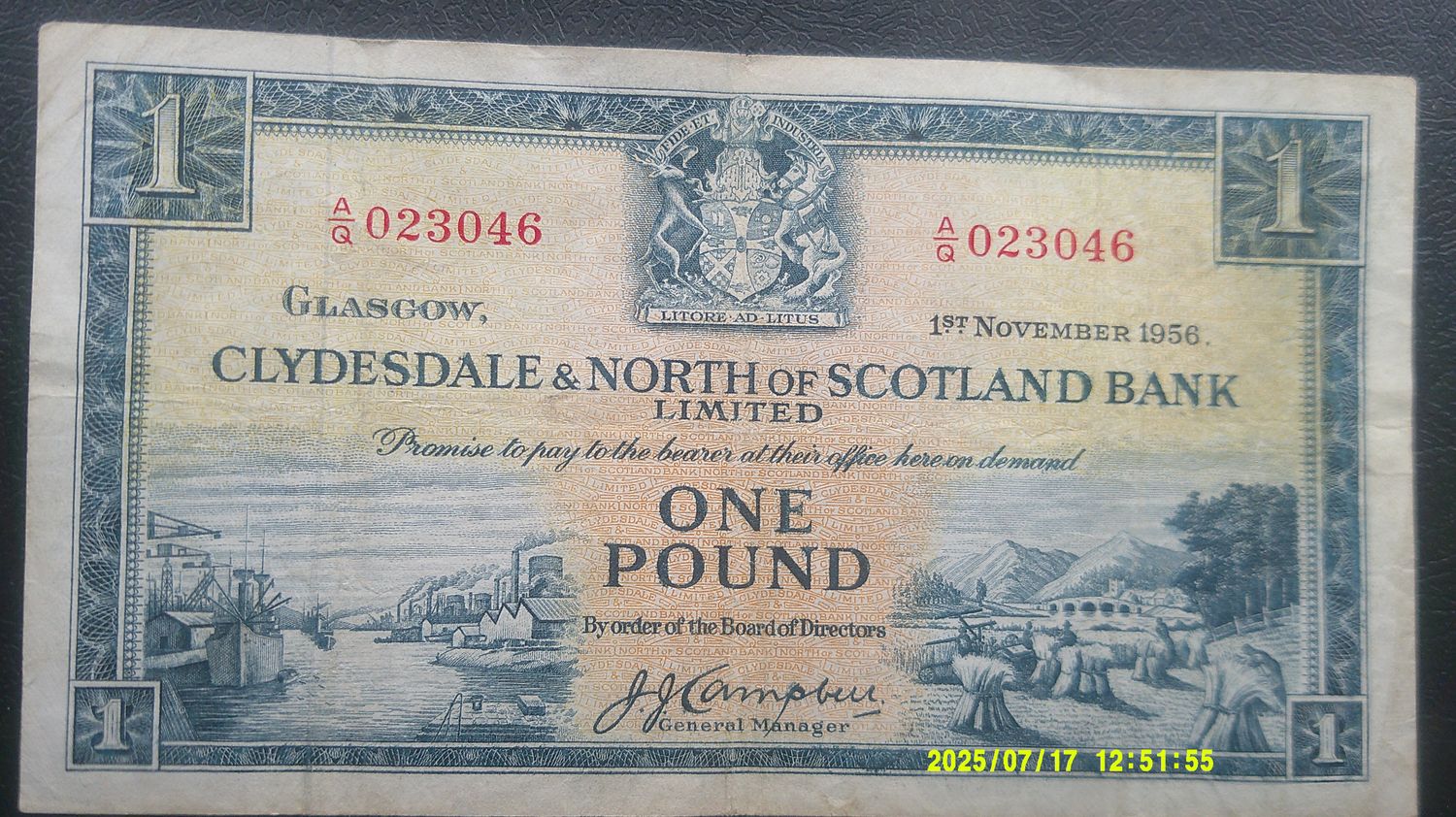 Clydesdale & North of Scotland Bank £1 - 1956