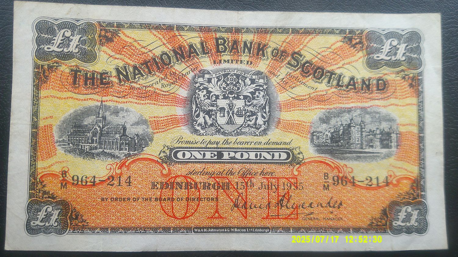 National Bank of Scotland £1  -  1955
